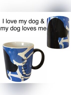 Dog Lovers Mug Lisa Weedn Clay Art Blue & Black EUC